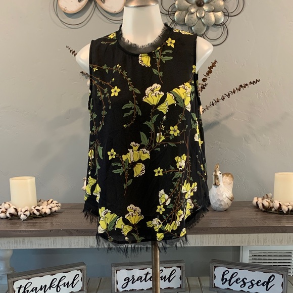 Who What Wear Tops - Who What Wear Black and Yellow Floral Blouse